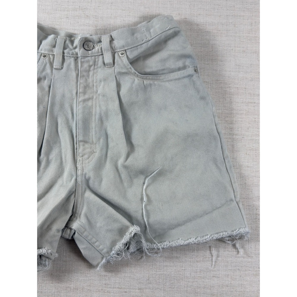 Basic Equipment Vintage High Waisted Distressed Denim Shorts Sage Green Size 8